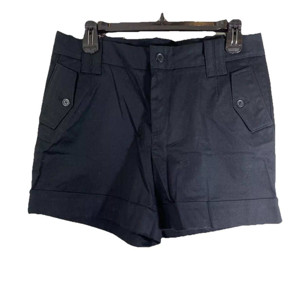 NWT Banana Republic Martin Fit Cotton Cuffed Black Shorts Pockets Sz 10